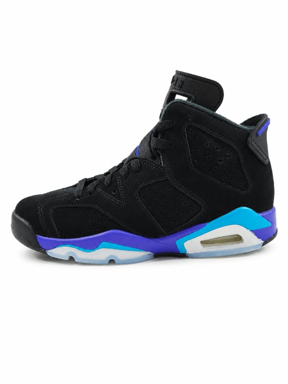 Air Jordan 6 Retro GS Aqua Black Purple Basketball Sneakers Boys Size 4.5Y